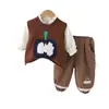 Conjunto de Primavera y Otoño para Niñas Chaleco de Moda Suéter Conjunto de Tres Piezas Moda Linda Moderna Ropa para Bebés Niñas Niños Venta al por Mayor