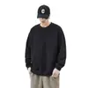 Moletom Masculino Gola Redonda Liso, Primavera e Outono, Forrado com Fleece, Engrossado, Ombro Caído, Caimento Solto, Manga Longa, Simples e Versátil, Casual, Atacado