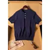 Camisa Polo Tricotada Lisa Estilo Retrô Americano Suéter de Verão Novo Estilo Old Money Camiseta Versátil Solta de Manga Curta