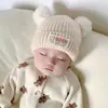 Gorros de punto para bebé de otoño e invierno, unisex, cálidos, lindos, versátiles, forrados de felpa, engrosados y a prueba de viento