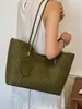 Bolso Tejido Retro para Mujer 2026 Nuevo Bolso Tote Coreano de Moda Bolso de Hombro Simple de Gran Capacidad para el Trabajo