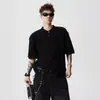 Camiseta de Manga Corta para Hombre, Estilo Verano, Corte Casual Vintage, Cuello Henley Retro Americano de Media Manga, Marca de Moda