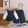 Conjunto de Ropa de Otoño para Niñas 2026 Nuevo Elegante Primavera/Otoño Infantil Moda Bebé Niña Estilo Pequeña Coco Chaleco Conjunto de Tres Piezas