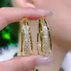 Pendientes Exagerados Estilo Metálico Sentido del Diseño Pendientes de Nicho Temperamento Femenino Moda Versátil Sensación de Alta Gama Pendiente con Incrustaciones de Pedrería Accesorios para Orejas