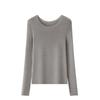 Suéter de Lana Lavable a Máquina Yangtze Yarn 120S Sin Costuras de Una Pieza Galga 18 Ultradelgado para Mujer Versátil Jersey Cuello Redondo Top para Fondo