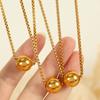 Pendientes de moda con colgante de cuentas redondas chapadas en oro de acero de titanio de estilo retro europeo y americano, collar y pulsera de gran sentido.