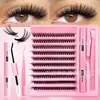 Amazon Venta Caliente Transfronteriza Set de Pestañas Postizas DIY Pegamento Caliente Racimo Individual Auto-injerto Grueso Natural Al por Mayor