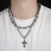 Colar Empilhado Cruzado Masculino Aço Titânio Moda Hip Hop Europeia e Americana Joias de Alta Qualidade Pulseira Feminina Acessórios Versáteis Joias