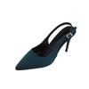 Nuevas Sandalias de Tacón Alto para Mujer, Tacón de Aguja de Color Sólido, Punta Fina, Tacón de Aguja, Correa Trasera Hueca, Puntera, Zapatos de Moda para Mujer