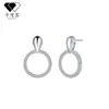Pendientes de botón de círculo completo con incrustaciones de diamantes, aguja de plata de ley S925 chapada en oro real, pendientes de personalidad de estilo nicho de alta gama con diamantes, accesorios versátiles para las orejas