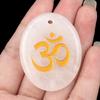 2338-Cristal Natural Ágata Grabado Símbolo Om Piedra de Palma Runa de Yoga Llavero DIY Colgante Accesorios