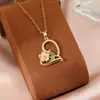 Colar da Sorte para Mulheres com Pingente de Coração, Cobre Micro-Incustado com Galvanoplastia de Ouro Real, Corrente Simples para Clavícula Estilo Ins Tendência Exquisita Colar Atacado