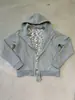 Sudadera con Capucha de Bloques de Color y Rayas Estilo Retro Americano para Hombres y Mujeres Otoño Estilo Universitario Peso Pesado Cuello Alto Casual Cárdigan Ropa Exterior para Parejas