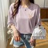 Camiseta de Lactancia para Salir en Primavera y Otoño, Camiseta con Abertura Lateral, Top de Lactancia Moderno de Manga Corta para Mamá, Corte Holgado con Diseño de Abertura Lateral