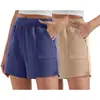 Shorts esportivos femininos de verão finos na cor creme, estilo coreano, soltos, cintura alta, emagrecedores, versáteis, shorts creme para uso ao ar livre