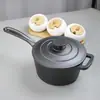 Olla Pequeña de Hierro Fundido para Estofados, Olla para Sopa, Olla para Leche Suplemento Alimenticio, Sartén Pequeña para el Hogar, Sartén Profunda Antiadherente Espesada Sin Recubrimiento