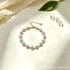 Pulseira Corrente Trevo de Quatro Folhas Cheio de Diamante Aço Inoxidável Zircônia Multicolorida Banhada a Ouro Pulseira Feminina Joias Aço Titânio