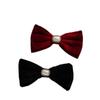 Pinza para el cabello de lazo de terciopelo vintage Otoño e Invierno Clip para la parte posterior de la cabeza Tocado de Año Nuevo Pinza para el cabello negra y roja Accesorios para el cabello de novia