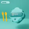Fiambrera para Bebé con Tapa, Tazón Dividido para Comida de Bebé, Caja para Comer para Niños con Tenedor y Cuchara, Portátil de Grado Alimenticio