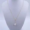 Collar Colgante de Perla de Agua Dulce Redonda Brillante de Plata 925 de 9-11 mm para Mujer, Forma de Y, Colgante Ajustable