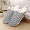 Pantuflas de Algodón para el Hogar de Otoño e Invierno para Uso en Interiores, Pantuflas de Felpa Rayadas Cálidas con Suela Gruesa para Hombres y Mujeres, Pantuflas de Pareja, Antideslizantes