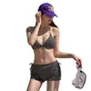 2026 Novo Listrado Cintura Alta Amarração Sexy Gola Halter Emagrecedor Hot Girl Sessão de Fotos Praia Spa Férias Roupa de Banho para Mulheres
