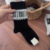 Meias de Lã Estilo Fair Isle Retro Ioulor para Mulheres, Meias de Cano Médio Quentes de Inverno Estilo Japonês, Meias Macias de Agulha Dupla para Atacado