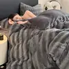 2026 Conejo de Iones Conejo Peluche Espeso Juego de Cama de Cuatro Piezas Dormitorio Cálido Juego de Cama de Felpa Fuente Dropshipping