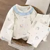Algodón Orgánico Clase A Ropa interior térmica de otoño e invierno para niños y niñas, Lycra sin costuras, capa base ajustada para estar en casa