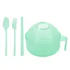 Tigela de Palha de Trigo para Macarrão Instantâneo com Tampa, Conjunto de Louças, Grande Capacidade para Dormitório, Tigela Conveniente para Sopa e Tigela para Arroz com Alça