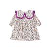 Vestido Infantil Transfronterizo Primavera 2023 Ropa Infantil Estilo Coreano Vestido de Princesa para Niña Encaje Solapa Grande Floral Pequeño Vestido Infantil