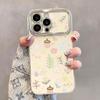 Funda 6D Galvanizada con Ventana Floral Miel para Teléfono Móvil Apple 15 iphone14/13 Soporte de Pulsera 12/11