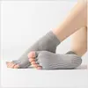 Calcetines de yoga punta abierta profesionales dispensadores antideslizantes calcetines de yoga de cinco dedos para mujer calcetines para los dedos una generación de pelo