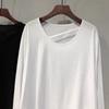 2026 Ins Coreano Novo Design Bainha Irregular Curva Solta Casual Plus Size Cor Sólida Manga Longa Camiseta para Mulheres Tendência