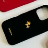 Capa Dourada Tridimensional de Couro Sintético para iPhone 17 Adequada para Capa de Celular Apple 16/14/15 Pro Max 13