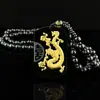Hetian Jade Dragon Phoenix Gold Incrustado Jade Pingente Casal Personagem Dragão Marca Zodíaco Pingente Venda ao Vivo Evento Drenagem Presente