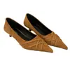 2026 Novos Sapatos Elegantes de Camurça Estilo Francês Baixos para o Dia a Dia com Bico Fino da Moda e Salto Fino