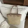 Bolsa Tote de Palha da Moda de Grande Capacidade para Mulheres 2025 Verão Novo Estilo Simples Tecida Ombro Axila Bolsa de Praia