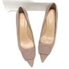 2025 Nuevo Otoño Charol Color Nude para Viajar de Boca Baja Zapatos Planos Elegantes de Metal con Tacón Grueso para Mujer