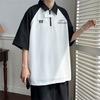 Camisa polo americana com meio zíper, camiseta de manga curta para meninos, verão, camiseta Lel, moda urbana, roupas casuais da moda