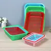 Cesta de plástico retangular colorida para armazenamento de cozinha, cesta de drenagem de frutas e vegetais para uso doméstico, cesta de triagem para comércio eletrônico, cesta de lavagem de vegetais
