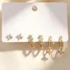 Novedades de Verano: Delicados Pendientes de Circonita Microincrustada, Juego de Tres Pares, Frescos y Dulces, Pendientes Versátiles y Elegantes con Circonita Microincrustada