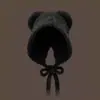 Gorro de Peluche Grueso Cálido Lindo de Oso para Mujer, Gorro de Punto de Invierno y Otoño para Circunferencia de Cabeza Grande