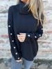 Amazon 2026 Sitio Independiente Europeo y Americano Otoño e Invierno Nuevo Suéter para Mujer Casual Suéter de Punto con Cuello Alto y Botones para Mujer