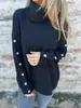 Amazon 2026 Sitio Independiente Europeo y Americano Nuevo Suéter de Punto para Mujer Otoño/Invierno Casual de Cuello Alto Abotonado para Mujer