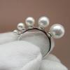 Anillo abierto de perla chapada en platino en plata esterlina S925 para mujer, joyería sencilla de moda para el dedo índice japonés y coreano en plata esterlina