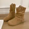 Botines de Tobillo con Plataforma y Tacón Grueso Retro para Mujer 2026 Otoño/Invierno Nueva Llegada Más Vendidos Versátiles Adelgazantes Botas Fruncidas Botas Martin