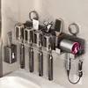 Soporte para cepillo de dientes con ventosa Sin perforaciones Soporte para secador de pelo de baño Montado en la pared Taza para cepillo de dientes Soporte para vaso de enjuague bucal