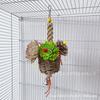 Juguete para loro cesta de paja juguete para alimentación tejido de hierba para roer papel de molienda y alivio juguete relleno juguete para pájaro
