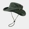 Sombrero de Vaquero de Montañismo Cortavientos para Exteriores de Otoño Personalizado Grueso Lavado Desgastado Algodón Puro Retro Protector Solar Sombrero de Pescador